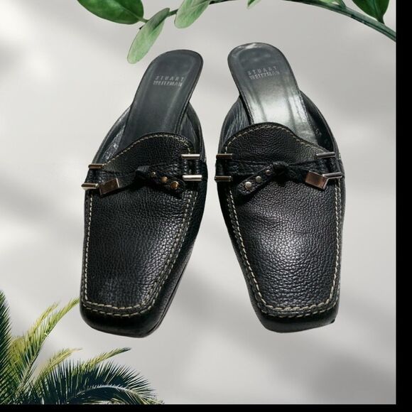 Stuart Weitzman Black Leather Slide Mules 6.5 - Picture 3 of 6